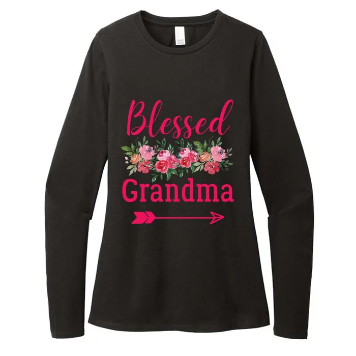 Blessed Grandma Pink Watercolor Flower Bouquet Funny Gift Womens CVC Long Sleeve Shirt