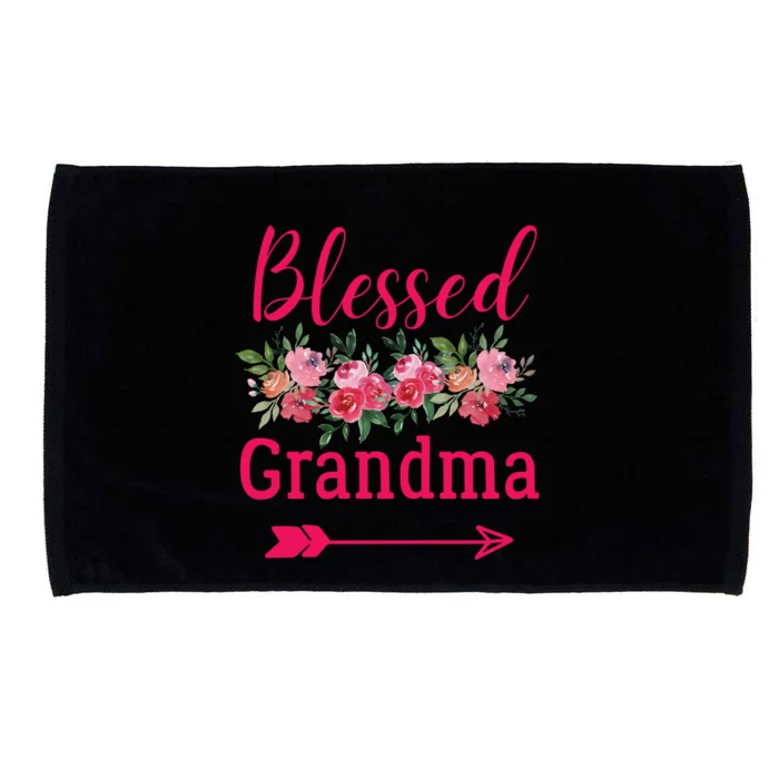 Blessed Grandma Pink Watercolor Flower Bouquet Funny Gift Microfiber Hand Towel