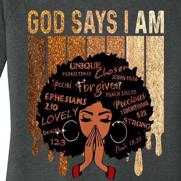 Black Girl Queen God Says I Am Melanin History Month Women's Perfect Tri Tunic Long Sleeve Shirt