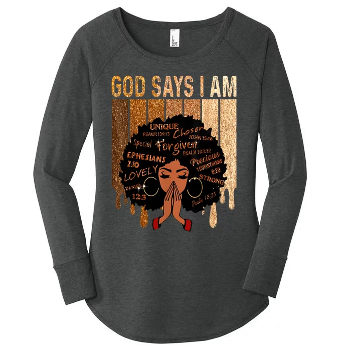 Black Girl Queen God Says I Am Melanin History Month Women's Perfect Tri Tunic Long Sleeve Shirt