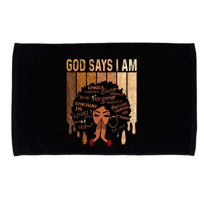 Black Girl Queen God Says I Am Melanin History Month Microfiber Hand Towel