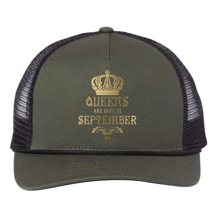 Birthday Gift Queens Are Born In September Gift Retro Rope Trucker Hat Cap