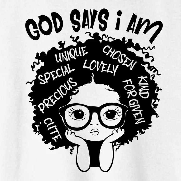 Black Girl Queen God Says I Am Melanin History Month Women's Crop Top Tee