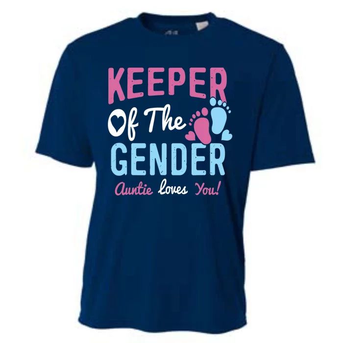 Baby Gender Reveal Keeper Of The Gender Auntie Loves You Cooling Performance Crew T-Shirt