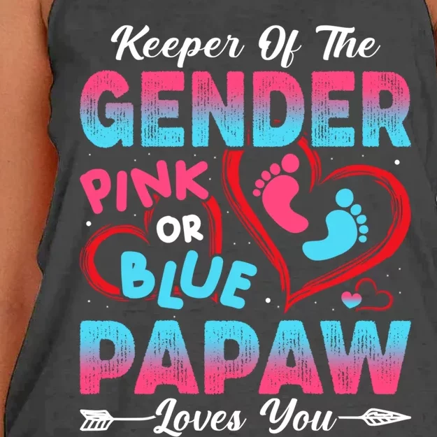 Baby Gender Reveal Shower Pink Or Blue Papaw Loves You Cute Gift Women's Knotted Racerback Tank