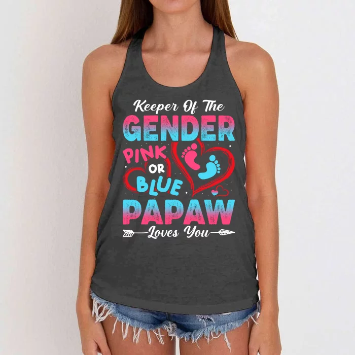 Baby Gender Reveal Shower Pink Or Blue Papaw Loves You Cute Gift Women's Knotted Racerback Tank