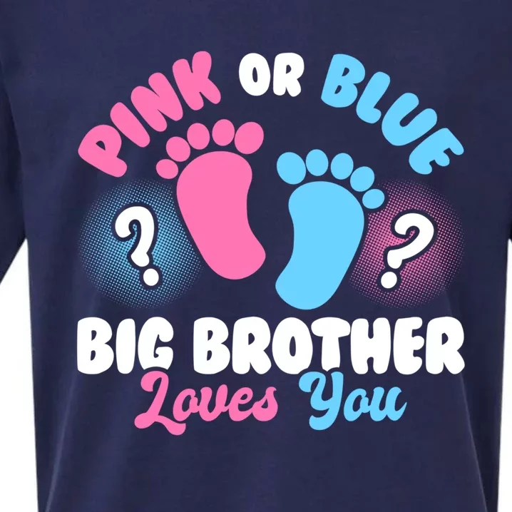 Baby Gender Reveal Party Pink Or Blue Big Brother Loves You Cute Gift Sueded Cloud Jersey T-Shirt