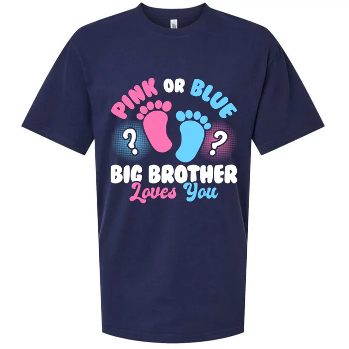 Baby Gender Reveal Party Pink Or Blue Big Brother Loves You Cute Gift Sueded Cloud Jersey T-Shirt