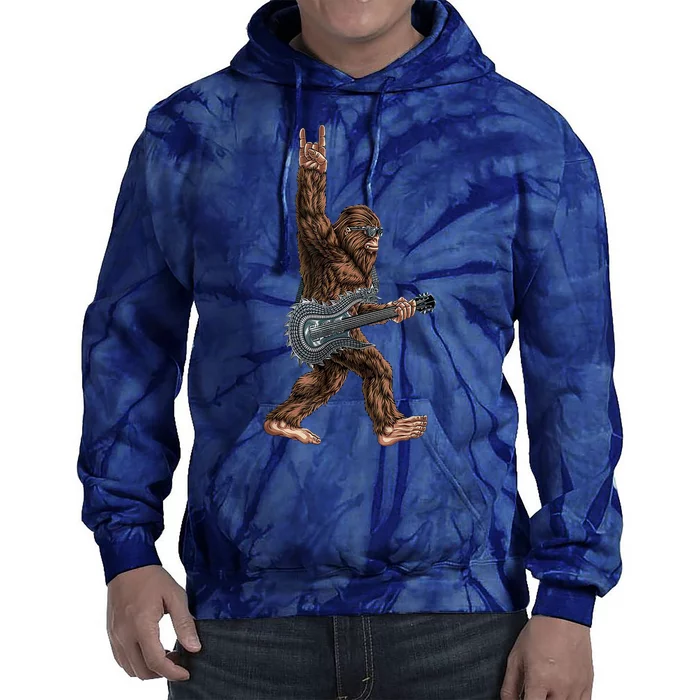 Bigfoot Guitar Rock On Tie Dye Hoodie