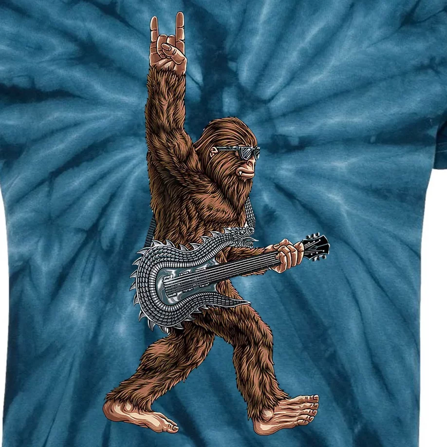 Bigfoot Guitar Rock On Kids Tie-Dye T-Shirt