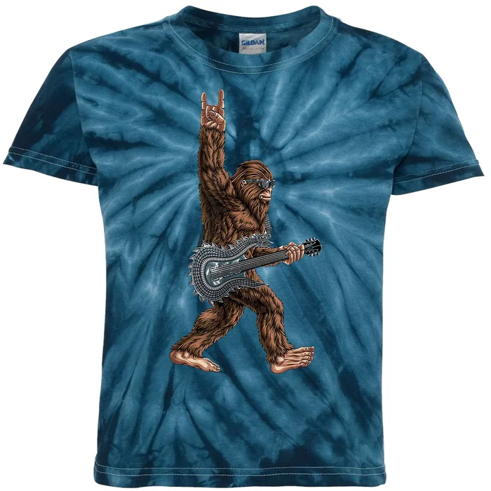 Bigfoot Guitar Rock On Kids Tie-Dye T-Shirt