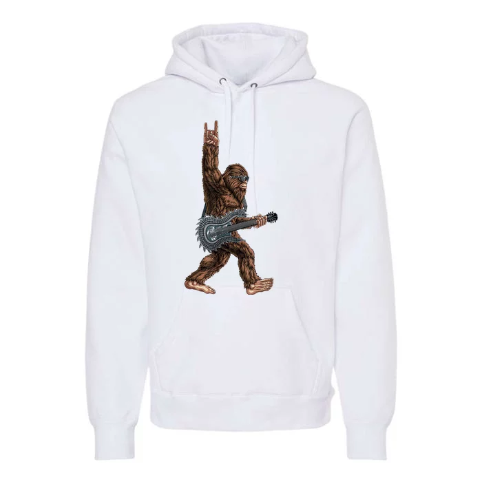 Bigfoot Guitar Rock On Premium Hoodie