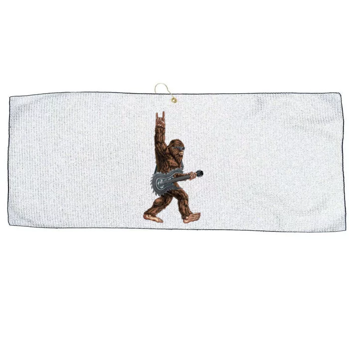 Bigfoot Guitar Rock On Large Microfiber Waffle Golf Towel