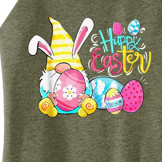 Bunny Gnome Rabbit Eggs Hunting Happy Easter Day Funny Women’s Perfect Tri Rocker Tank