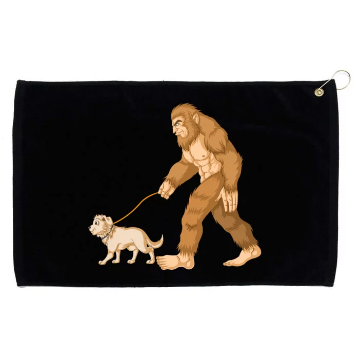 Bigfoot Golden Retriver Walking Grommeted Golf Towel