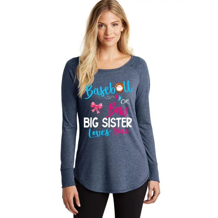 Baseball Gender Reveal-Baseball or Bow Big Sister Loves You Women's Perfect Tri Tunic Long Sleeve Shirt