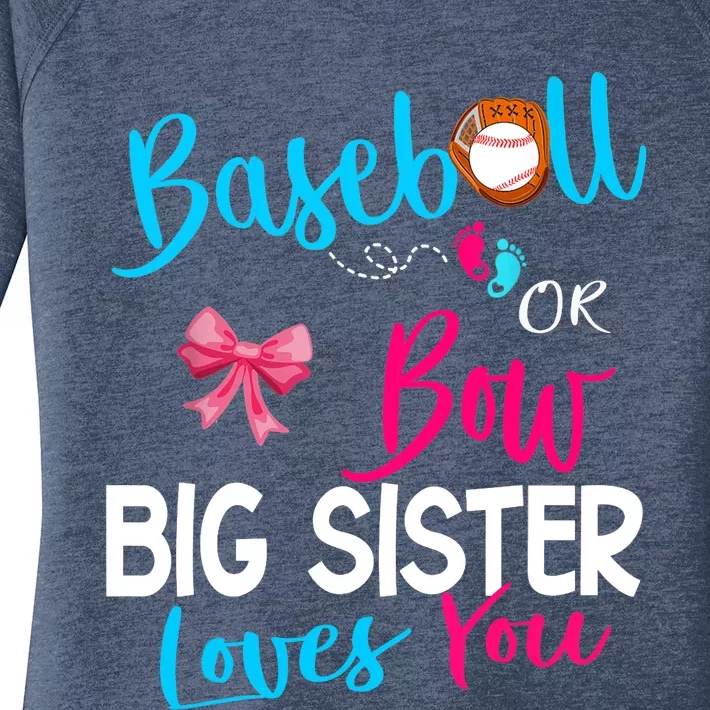 Baseball Gender Reveal-Baseball or Bow Big Sister Loves You Women's Perfect Tri Tunic Long Sleeve Shirt