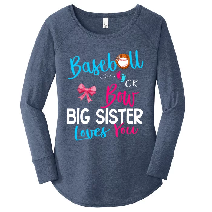 Baseball Gender Reveal-Baseball or Bow Big Sister Loves You Women's Perfect Tri Tunic Long Sleeve Shirt