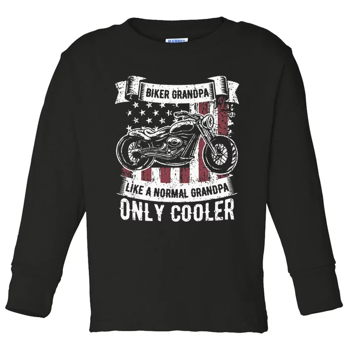 Biker Grandpa Ride Motorcycles Motorcycle Lovers Rider Gift Toddler Long Sleeve Shirt