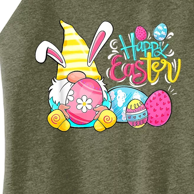 Bunny Gnome Rabbit Eggs Hunting Happy Easter Day Funny Women’s Perfect Tri Rocker Tank