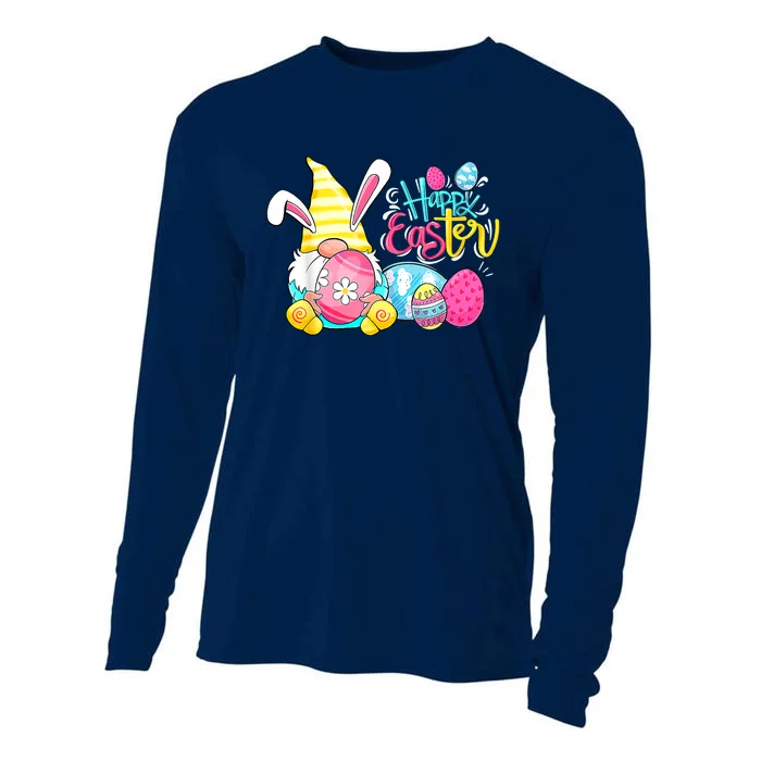 Bunny Gnome Rabbit Eggs Hunting Happy Easter Day Funny Cooling Performance Long Sleeve Crew