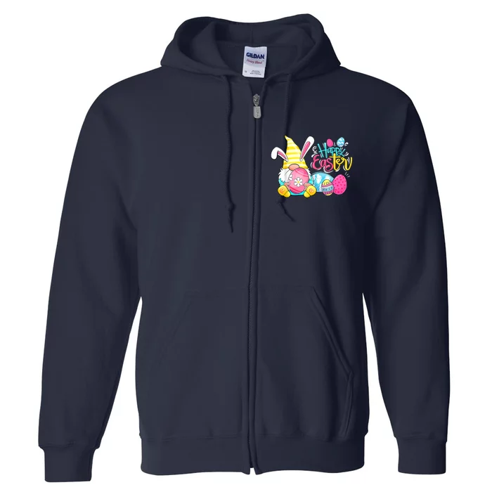 Bunny Gnome Rabbit Eggs Hunting Happy Easter Day Funny Full Zip Hoodie