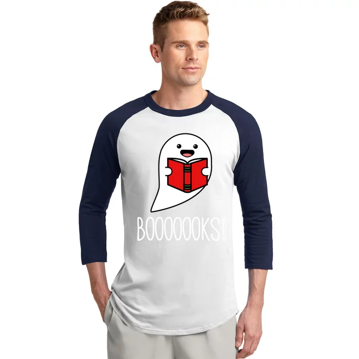 Booooooks Ghost Reading Library Books Boo Read Halloween Gift Baseball Sleeve Shirt