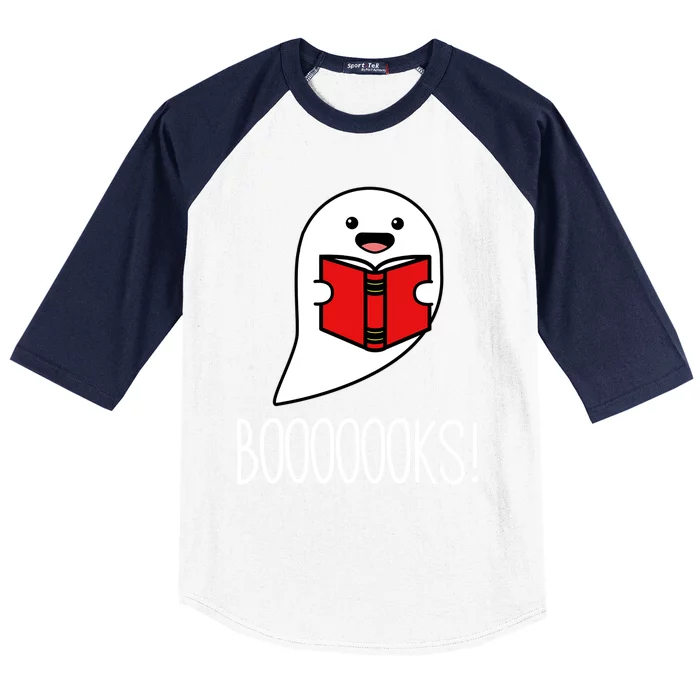 Booooooks Ghost Reading Library Books Boo Read Halloween Gift Baseball Sleeve Shirt