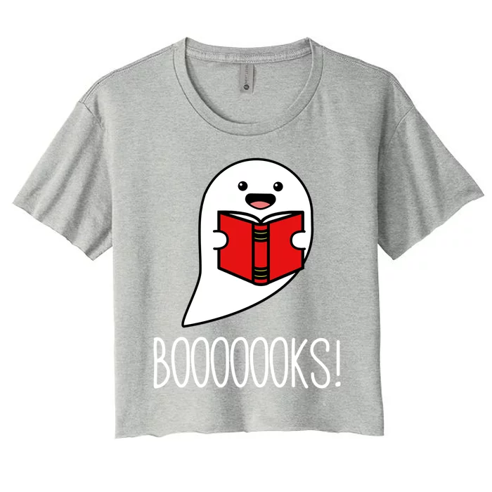 Booooooks Ghost Reading Library Books Boo Read Halloween Gift Women's Crop Top Tee