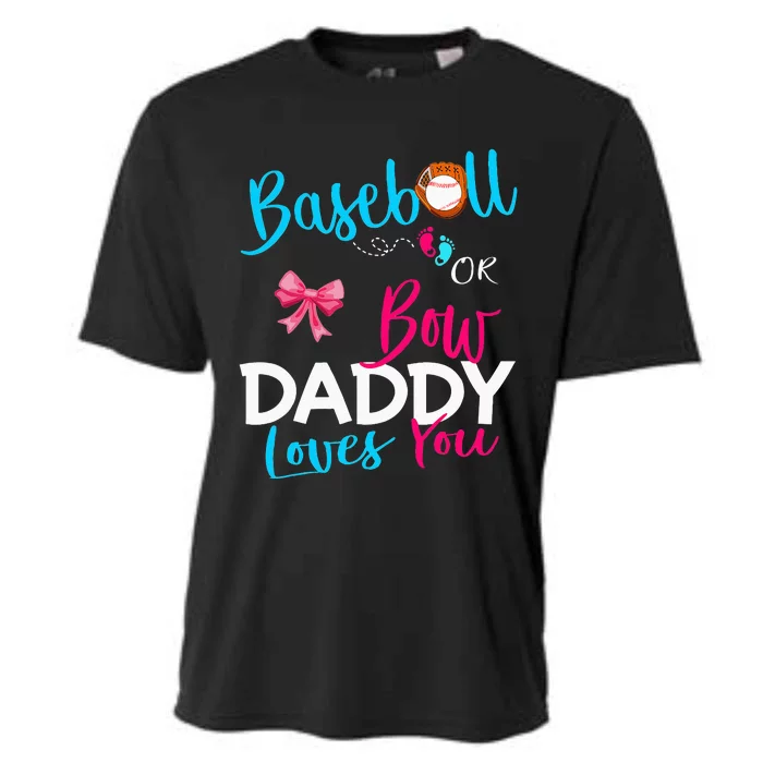 Baseball Gender Reveal Team Baseball Or Bow Daddy Loves You Cooling Performance Crew T-Shirt