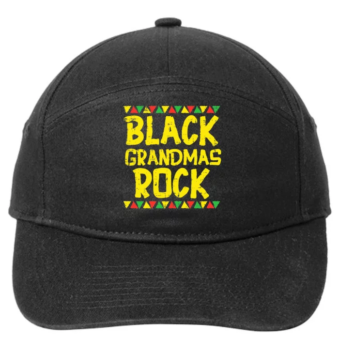 Black Grandma Rock Kente African American Pride History Gift 7-Panel Snapback Hat