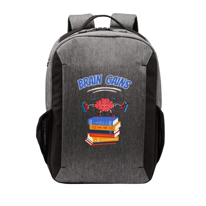 Brain Gains Reading Teacher Book Lover Back To School Funny Vector Backpack