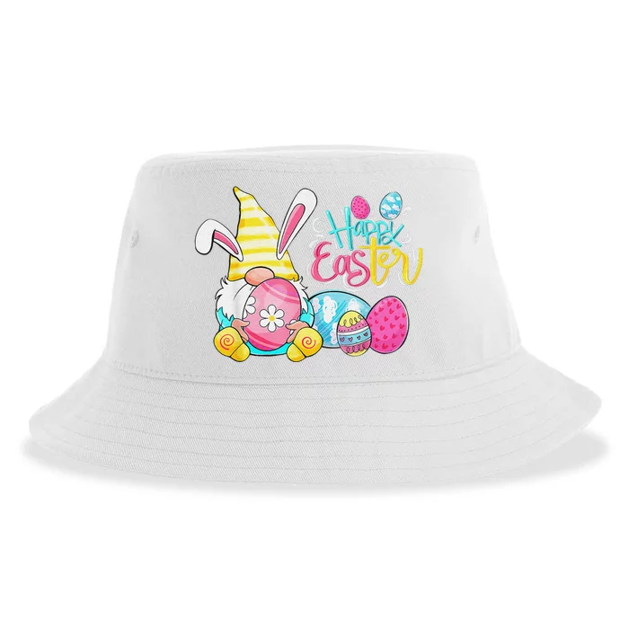 Bunny Gnome Rabbit Eggs Hunting Happy Easter Day Funny Sustainable Bucket Hat