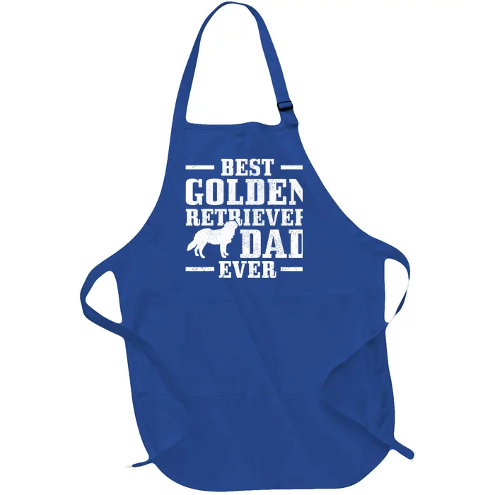 Best Golden Retriever Dad Ever Funny Dog Owner Vintage Full-Length Apron With Pocket