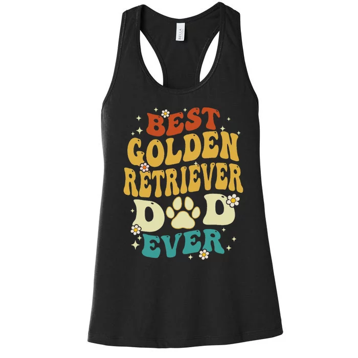 Best Golden Retriever Dad Everr Retro Golden Retriever Dad Women's Racerback Tank