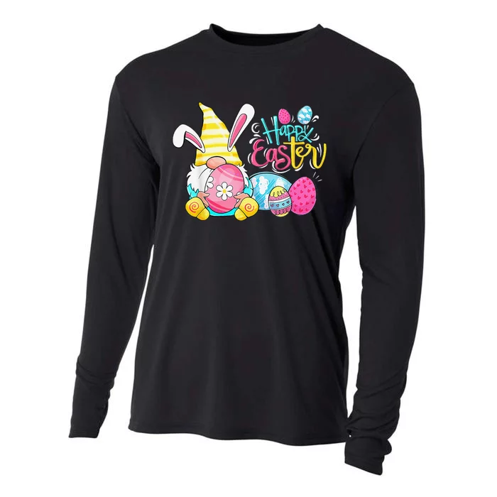 Bunny Gnome Rabbit Eggs Hunting Happy Easter Day Funny Cooling Performance Long Sleeve Crew