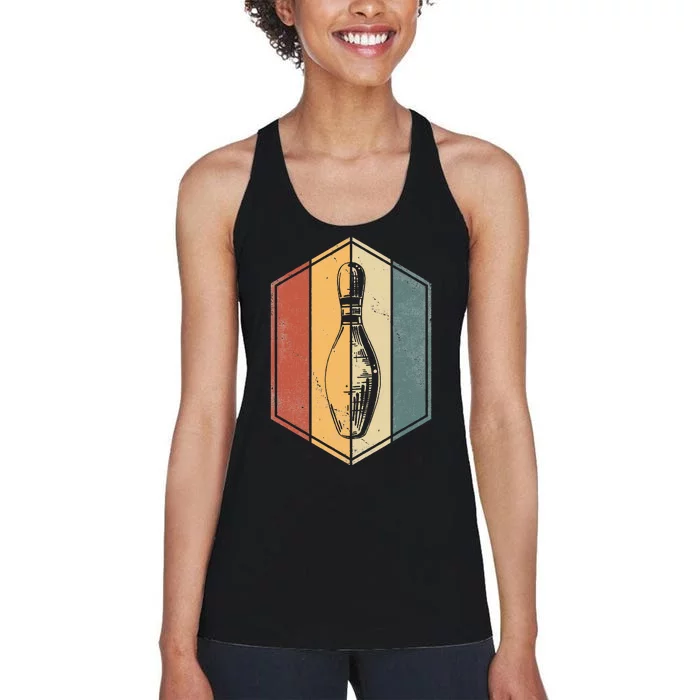 Bowler Gifts Retro Vintage Bowling Pin Bowling Team Women's Racerback Tank