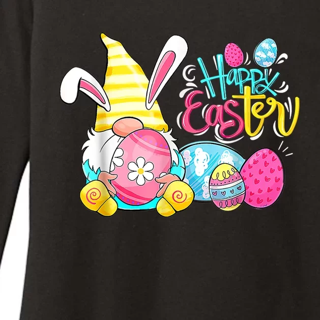 Bunny Gnome Rabbit Eggs Hunting Happy Easter Day Funny Womens CVC Long Sleeve Shirt