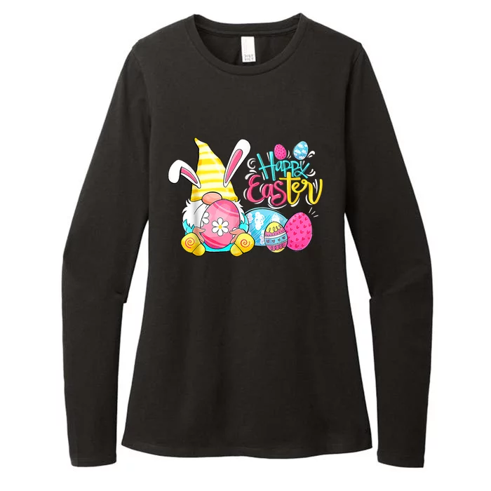 Bunny Gnome Rabbit Eggs Hunting Happy Easter Day Funny Womens CVC Long Sleeve Shirt