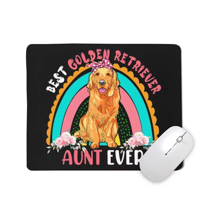 Best Golden Retriever Aunt Ever Cute Rainbow Flowers Dog Mousepad