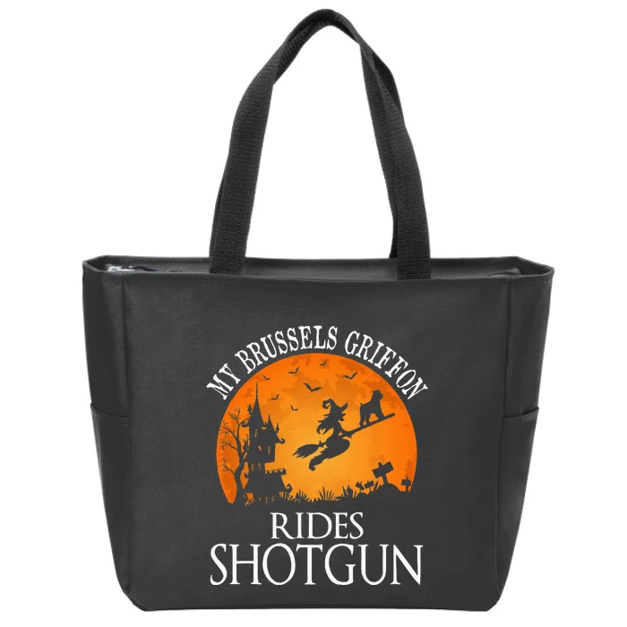 Brussels Griffon Rides Shotgun Dog Lover Zip Tote Bag