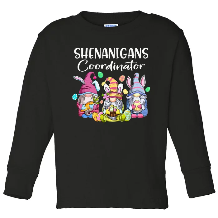 Bunny Gnome Rabbit Eggs Hunting Shenanigans Coordinator Toddler Long Sleeve Shirt