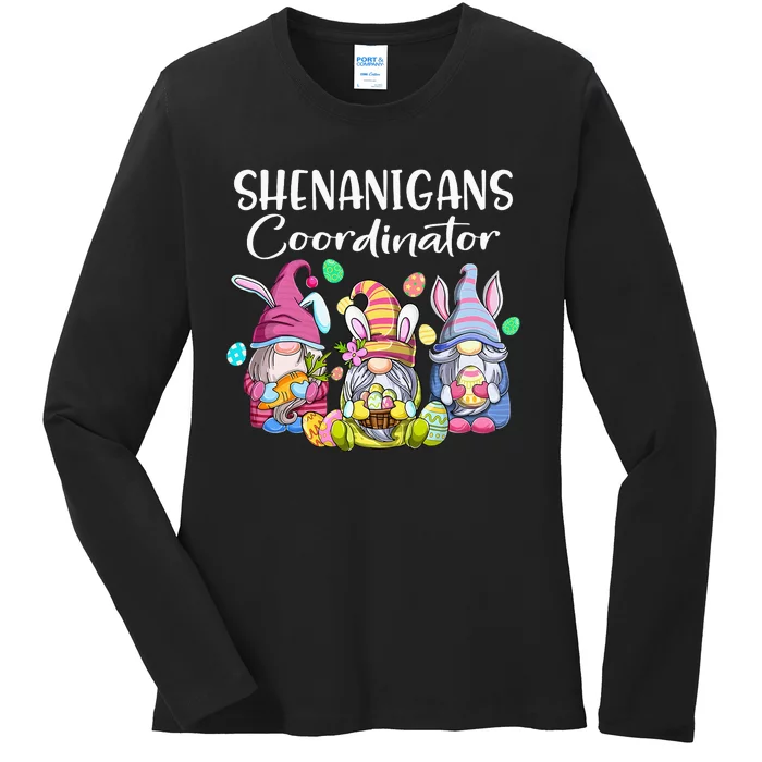 Bunny Gnome Rabbit Eggs Hunting Shenanigans Coordinator Ladies Long Sleeve Shirt