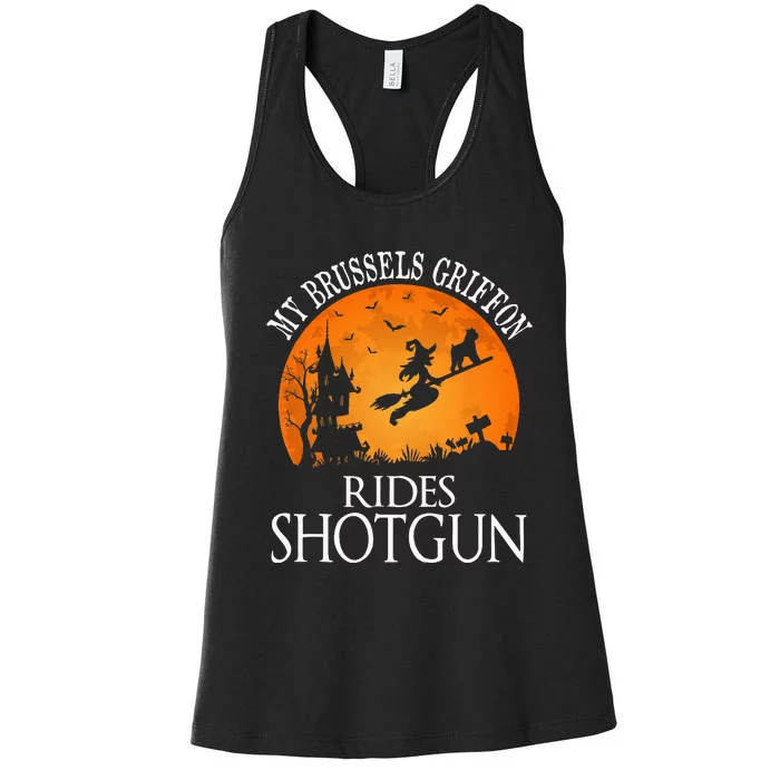 Brussels Griffon Rides Shotgun Dog Lover Women's Racerback Tank