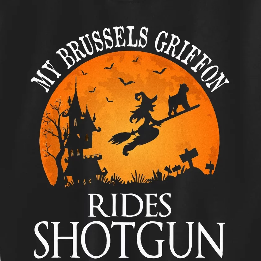 Brussels Griffon Rides Shotgun Dog Lover Kids Sweatshirt