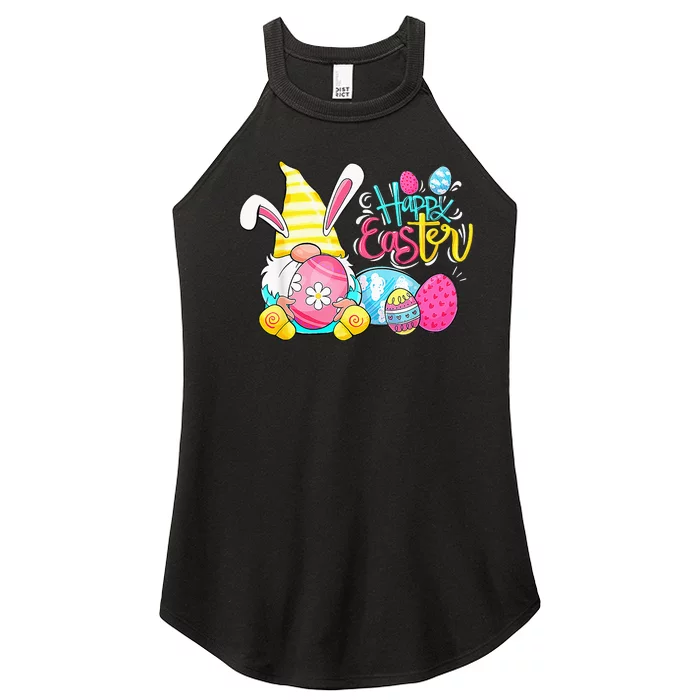 Bunny Gnome Rabbit Eggs Hunting Happy Easter Day Funny Women’s Perfect Tri Rocker Tank