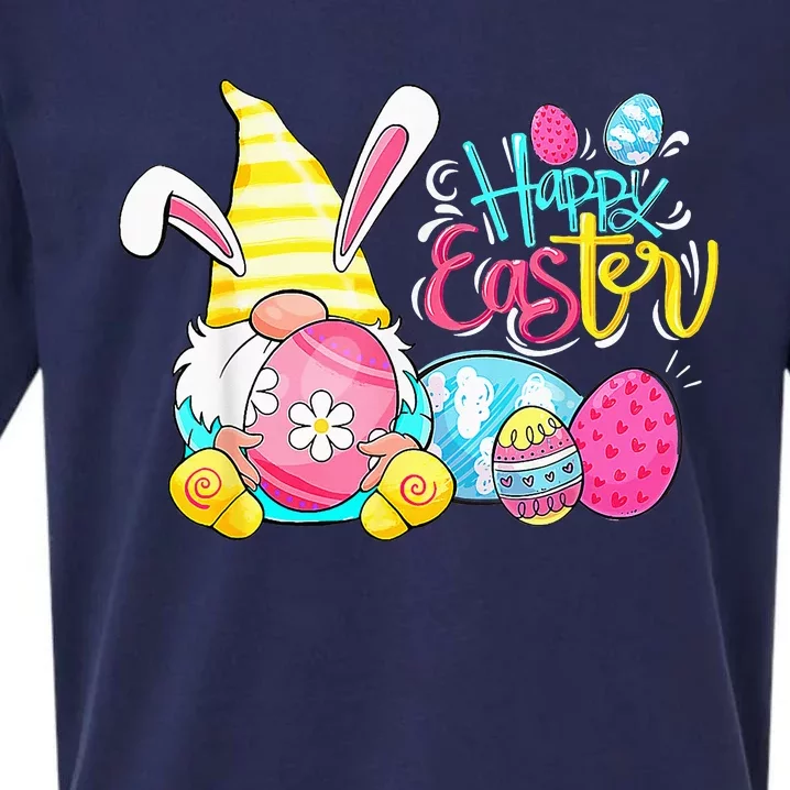 Bunny Gnome Rabbit Eggs Hunting Happy Easter Day Funny Sueded Cloud Jersey T-Shirt