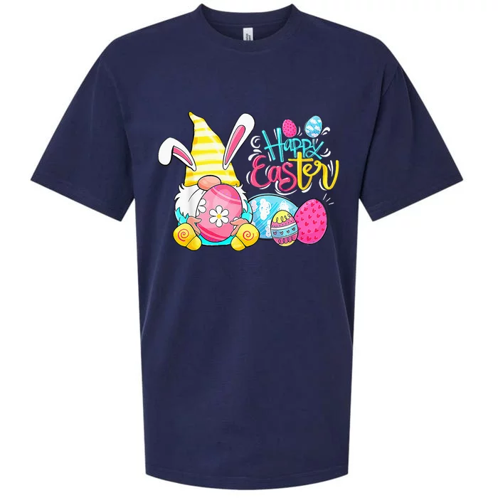 Bunny Gnome Rabbit Eggs Hunting Happy Easter Day Funny Sueded Cloud Jersey T-Shirt