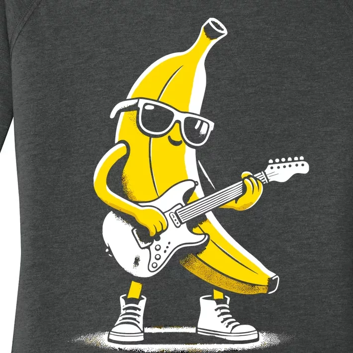 Banana Guitar Rock Music Concert Band Novelty Funny Banana Women's Perfect Tri Tunic Long Sleeve Shirt