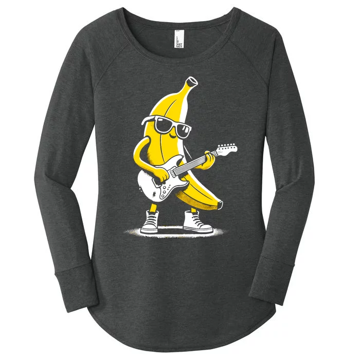 Banana Guitar Rock Music Concert Band Novelty Funny Banana Women's Perfect Tri Tunic Long Sleeve Shirt